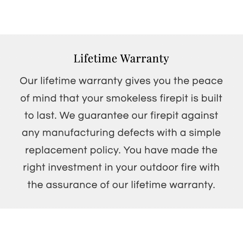 Lifetime Warranty